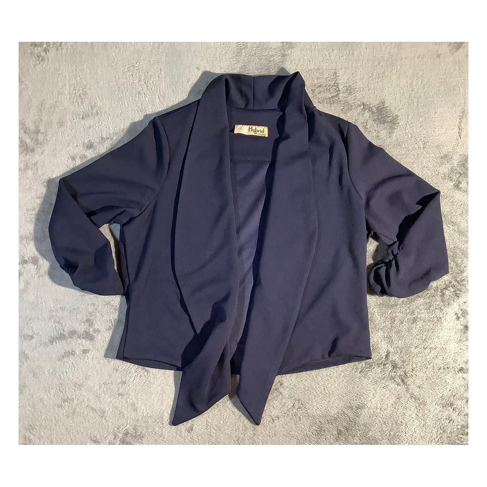 Hybrid & Company Women's XL‎ Navy Blue Draped Open Front